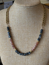 Load image into Gallery viewer, LARVIKITE & PEACH MOONSTONE CURB