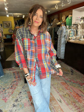 Load image into Gallery viewer, NAVY/RED PLAID SHIRT
