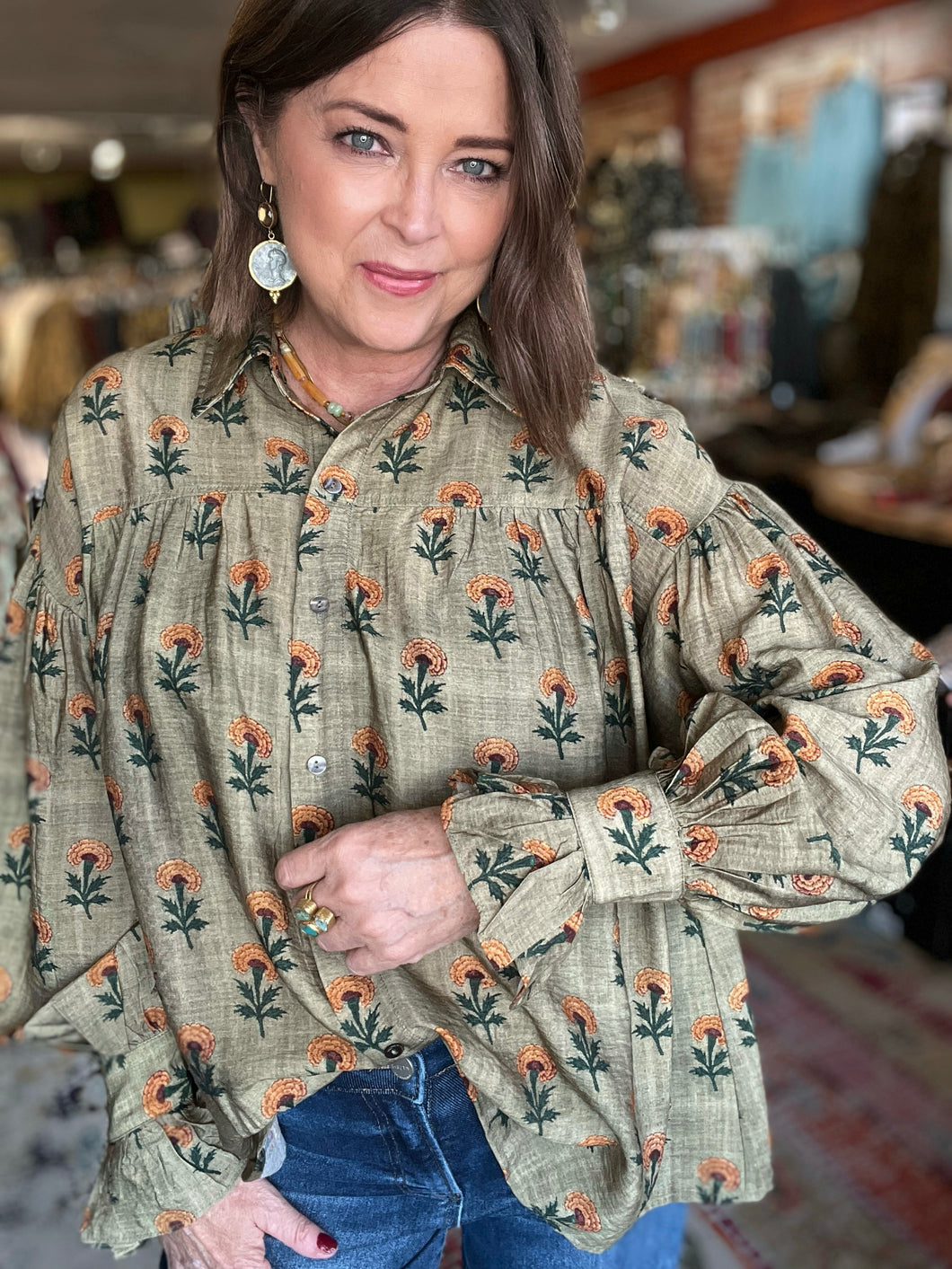 WILLOW GREEN BLOUSE