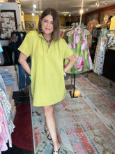 Load image into Gallery viewer, CHARTREUSE SHIRT DRESS
