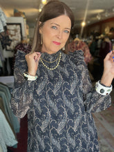 Load image into Gallery viewer, CHARCOAL PAISLEY DRESS
