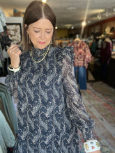 Load image into Gallery viewer, CHARCOAL PAISLEY DRESS
