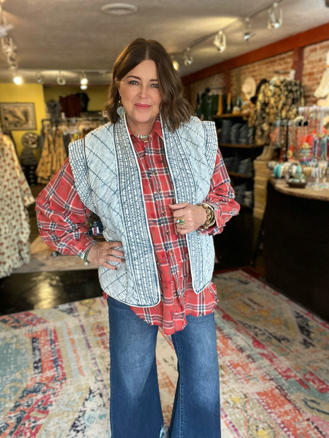 DENIM QUILTED VEST
