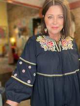 Load image into Gallery viewer, ZARA EMBROIDERY BLACK TOP
