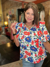 Load image into Gallery viewer, RED/BLUE GIRLY TOP
