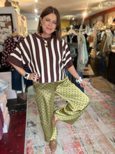 Load image into Gallery viewer, OLIVE/CHOCOLATE POLKA DOT  PANTS

