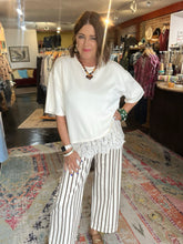 Load image into Gallery viewer, CREAM WITH BROWN STRIPE DENIM
