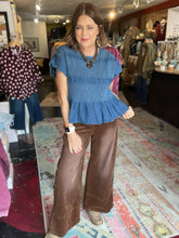 Load image into Gallery viewer, SMOCKED DENIM TOP
