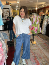 Load image into Gallery viewer, 2 TONE BLUE STRIPE PANTS
