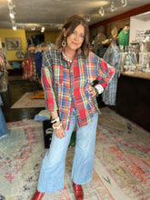 Load image into Gallery viewer, NAVY/RED PLAID SHIRT
