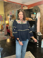 Load image into Gallery viewer, ZARA EMBROIDERY BLACK TOP
