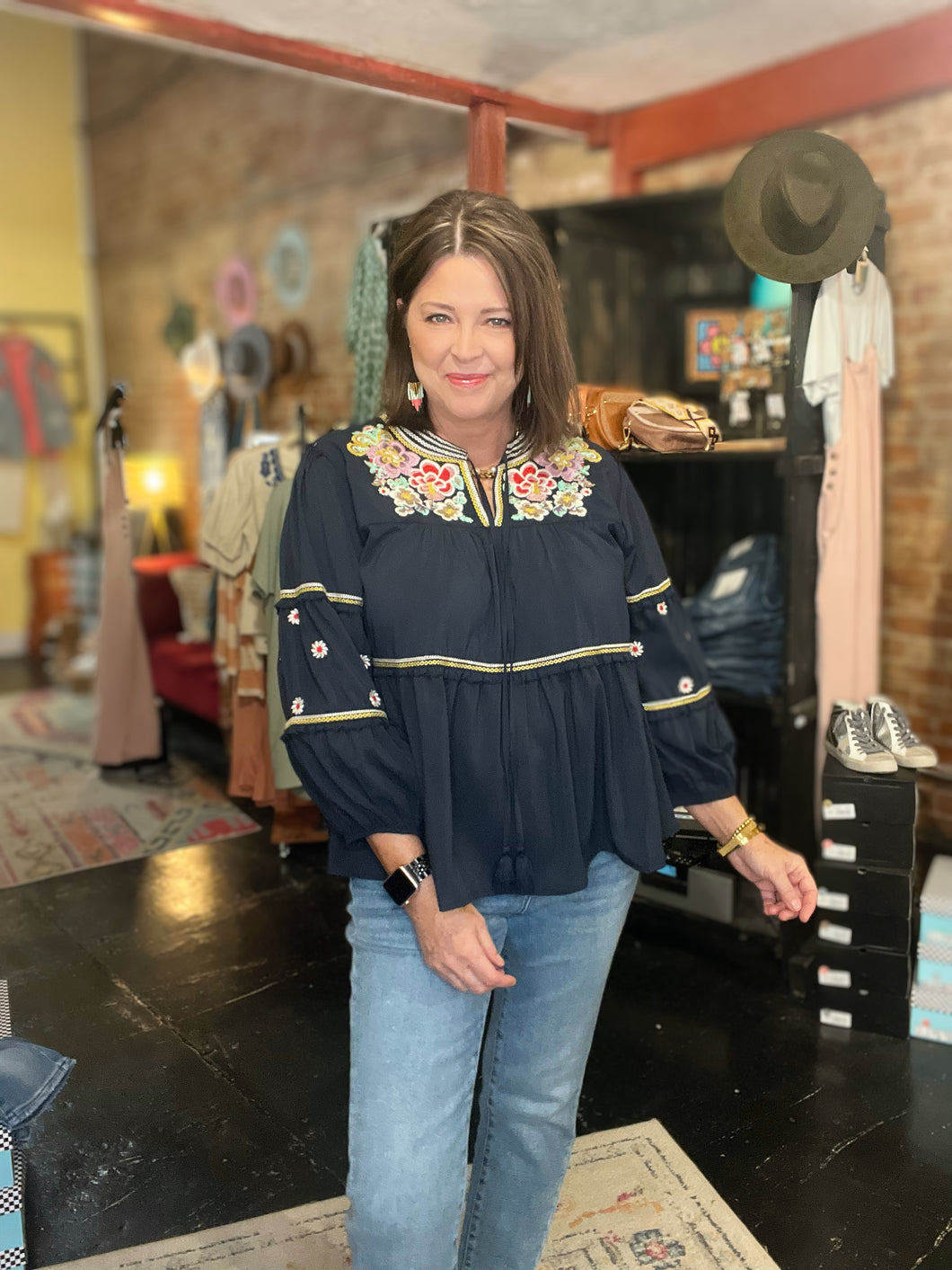 ZARA EMBROIDERY BLACK TOP