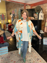 Load image into Gallery viewer, AQUAMARINE FLORAL KIMONO
