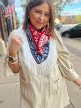 Load image into Gallery viewer, RED PAISLEY FRINGE SCARF
