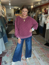 Load image into Gallery viewer, FADED WINE QUILTED SWEATSHIRT
