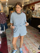 Load image into Gallery viewer, BLUE STRIPE FLEECE SHORT
