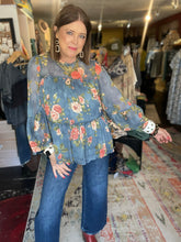 Load image into Gallery viewer, VINTAGE BLUE FLORAL TOP

