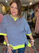 Load image into Gallery viewer, PINK &amp; TEAL SWEATSHIRT
