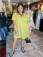 Load image into Gallery viewer, CHARTREUSE SHIRT DRESS
