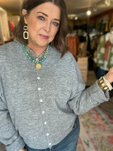 Load image into Gallery viewer, HEATHER GRAY PIPER CARDIGAN
