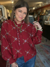 Load image into Gallery viewer, CRANBERRY LATTICE BLOUSE
