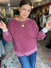 Load image into Gallery viewer, FADED WINE QUILTED SWEATSHIRT
