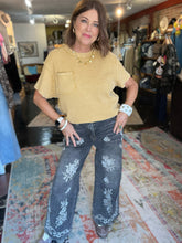 Load image into Gallery viewer, BLACK CROSS STITCH DENIM
