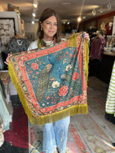 Load image into Gallery viewer, PEACOCK FRINGE SCARF
