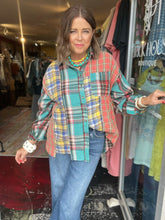 Load image into Gallery viewer, ORANGE/TEAL PLAID SHIRT
