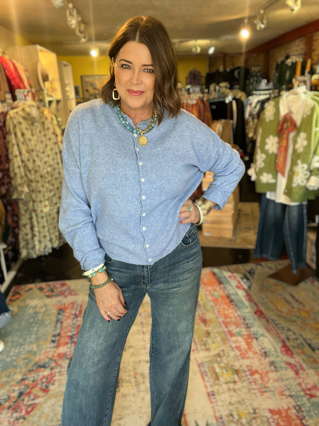 LIGHT BLUE PIPER CARDIGAN