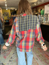 Load image into Gallery viewer, NAVY/RED PLAID SHIRT
