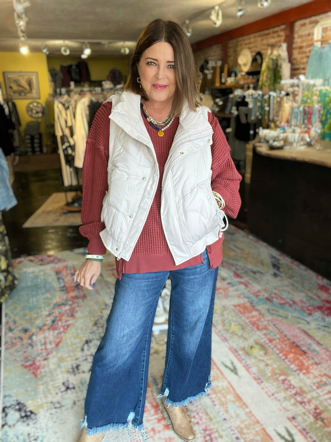 CREAM QUILTED VEST