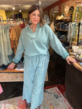 Load image into Gallery viewer, FADED TEAL THERMAL RIBBED TOP
