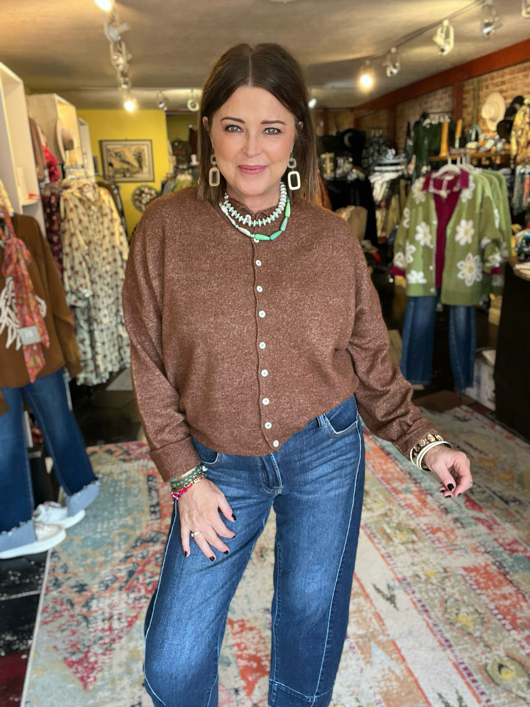 BROWN PIPER CARDIGAN