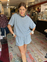 Load image into Gallery viewer, BLUE STRIPE FLEECE TOP
