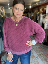 Load image into Gallery viewer, FADED WINE QUILTED SWEATSHIRT

