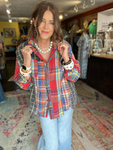 Load image into Gallery viewer, NAVY/RED PLAID SHIRT

