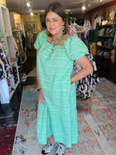 Load image into Gallery viewer, GREEN AND WHITE GINGHAM DRESS
