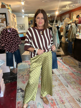 Load image into Gallery viewer, OLIVE/CHOCOLATE POLKA DOT  PANTS
