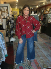 Load image into Gallery viewer, CRANBERRY LATTICE BLOUSE
