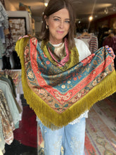 Load image into Gallery viewer, PEACOCK FRINGE SCARF
