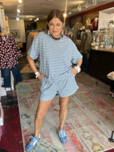 Load image into Gallery viewer, BLUE STRIPE FLEECE TOP
