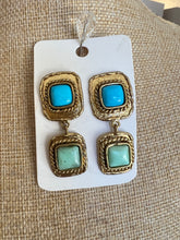 Load image into Gallery viewer, GREEN &amp; BLUE TURQUOISE EARRINGS

