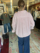 Load image into Gallery viewer, RED/WHITE STRIPE BLOUSE
