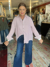 Load image into Gallery viewer, RED/WHITE STRIPE BLOUSE
