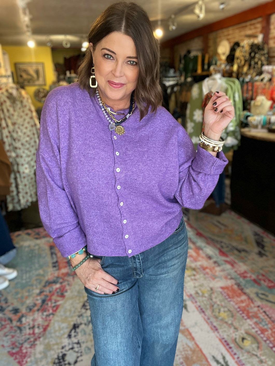 SOFT PURPLE PIPER CARDIGAN