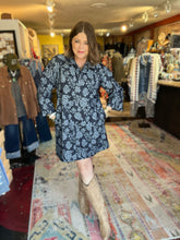 Load image into Gallery viewer, DARK DENIM FLORAL DRESS
