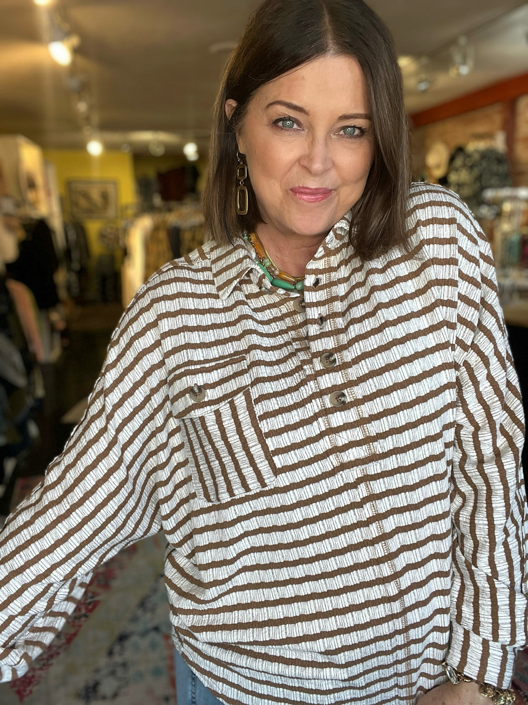 BROWN STRIPED TOP