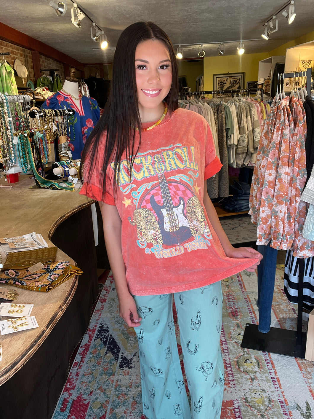 CORAL ROCK AND ROLL TEE