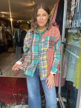 Load image into Gallery viewer, ORANGE/TEAL PLAID SHIRT

